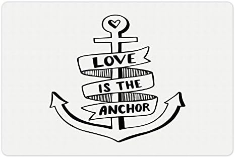 Ambesonne Anchor pet Mat za hranu i vodu, ručno izvučeni jednobojni Nautički motivi sa ljubavlju su sidrene