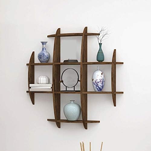 Xjjzs Bogu okvir Čvrsti drv sa kineskim stilom Višeslojni ormar za dnevni boravak Moderni minimalistički zidni viseći čajnik za prikaznog postolja Antiknog ukrasa zida