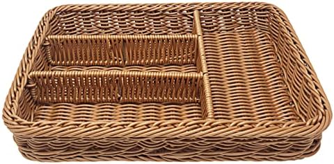 KOVOT Poli-pletena podeljena korpa za skladištenje, hranu ili pribor za jelo, umetak za fioke