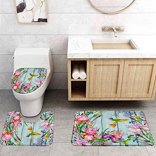 VPUPCN cvjetni Kolibri prostirka za kupanje akvarel cvijet ptica Vintage cvjetna biljka leptir proljeće prirodni vrt botaničko kupatilo Mikrofiber Memory Foam kupatilo otirač kuhinjski toalet podni tepih