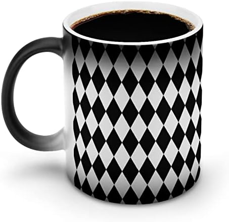 Crno-bijeli dijamantski karirani krigla za promjenu topline Magic Coffee Tumbler keramička šolja za čaj personalizirani