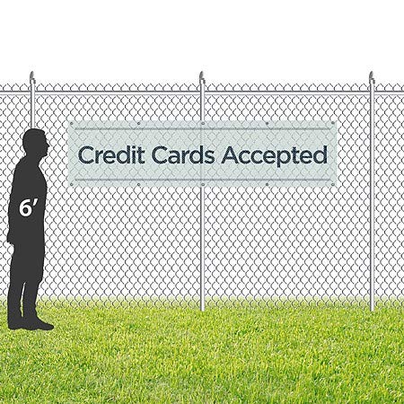 CGsignLab | Kreditne kartice prihvaćene -Basic teal vanjski mrežni vinil otporni na vetar | 8'x2 '