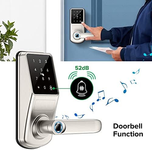 Pametna brava, pametna brava za prste za ulazna vrata, zaključavanje vrata bez ključa, brava pametne vrata sa aplikacijom / otiskom prsta / FOB / ključ / kodna vrata, Bluetooth pametna brava za kućni ured za kućni ured Garage Airbnb