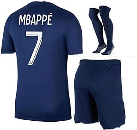 Pariz Mbappe Blue Home 22/23 Soccer Kids Jersey + kratke hlače + čarape Postavite veličinu kompleta