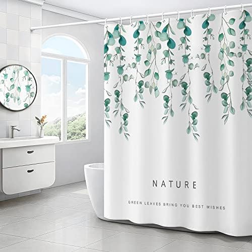 Onerisly eukaliptus zavjesa za tuširanje, tuš za zastori za kupaonicu s 12 kuka, poliesterska tkanina za zavjese za tuširanje, vodootporna, modernu kupaonicu