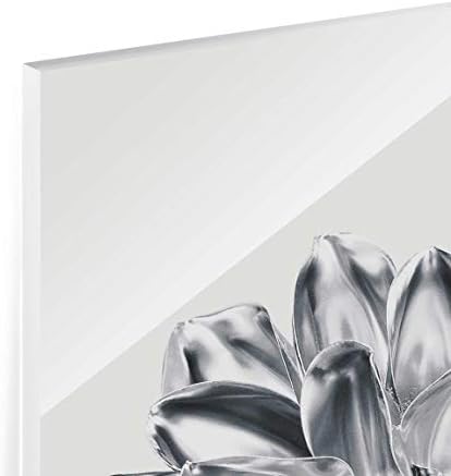 Štampa na staklu - cvijet Dalije srebrna metalik-dimenzija HxW: 60cm x 40cm