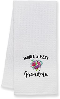 Najbolji svjetski baka cvijeće Kuhinjski ručnici ručnici za suđe krpa za suđe, baka zahvalnost dekorativna