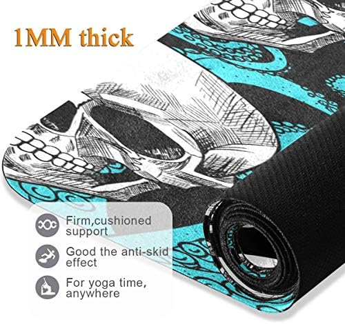 Qilmy Travel Yoga Mat Neklizajući hobotnica pipak Lobanja Print antilop površina gumeni yoga Mat