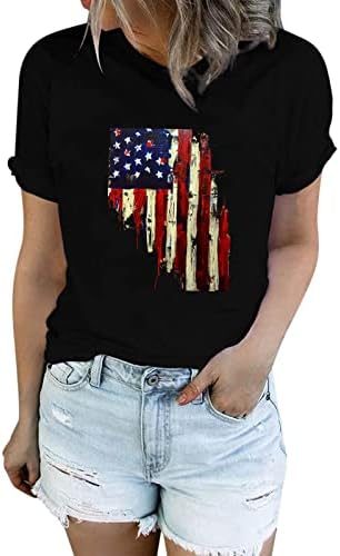 SAD 4. srpnja Slatke vrhove za žene 3/4 rukave patriotske američke pulovere za zastavu V-izrez prozračne ljetne žene