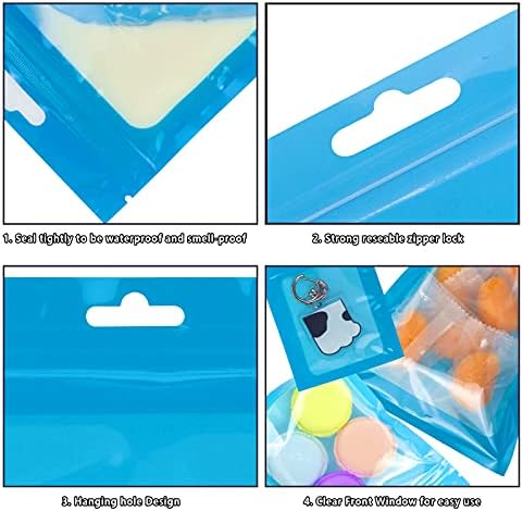 Yotozu 100-Pakovanje holografskih zatvarača Mylar ziplock vrećice za pakovanje otporne na miris Plastična ravna prozirna prozorska torba za čuvanje hrane za zabavu Favorizujte hranu Candy nakit Iip sjaj opciono više boja