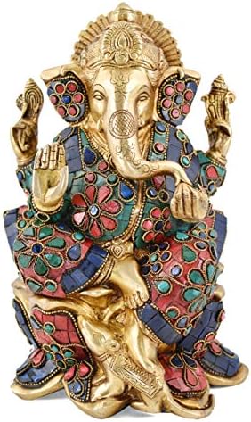 Bijeli kitov mesinging lord Ganesha sjedi na lotus statui idol kućni dekor figurice