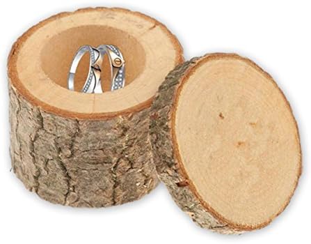 HealFy drvena rustikalna shabby bljeskalica za vjenčanje za angažman prsten za vjenčanje za vjenčanje valentine drveni prsten nositeljica kutija vintage nakit držač zvona
