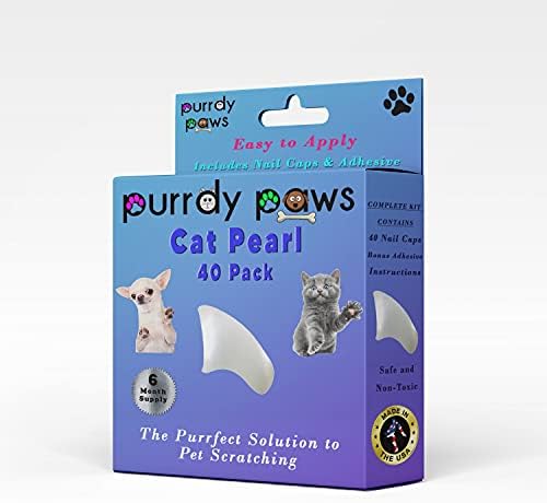 Purrdy Paws 6 Month Supply meke kape za nokte za mačke biserne srednje dodatne lepkove