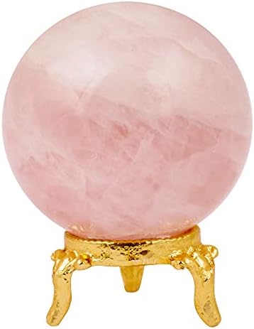 Fashionzaadi Rose Kvarcna sfera - GEM Ball - Kristalna sfera - Kristalna kugla sa štandom - Meditacija kuglice - FENG SHUI Potrošni materijal - bogatsko kamenje i kristali - ukrasne kuglice za stol