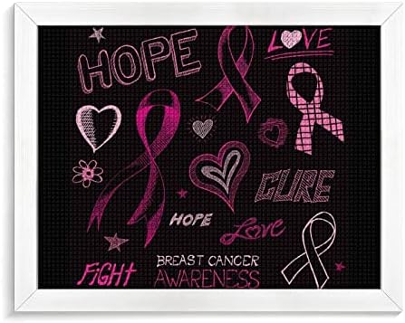 Hope Love borba protiv raka dojke Awareness Square Diamond painting Kits za odrasle sa Frame Crystal Wall Art