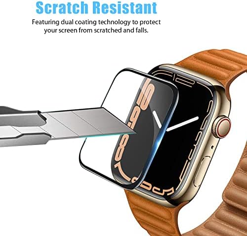 Anbzsign [4 Pack Apple Watch serija 8 / serije 7 45mm sa [2 pack] 3D čistog stakla zakrivljenog ekrana i [2 paket] Potpuno prekrivanje mekog gumenog kaljenog stakla.
