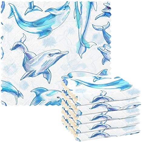 Cataku delfini plave kuhinjske krpe za pranje posuđa za pranje krpe za čišćenje krpe ručnici za suđe mikrofiber krpe za pranje krpe za kuhinju, 6 pakovanja