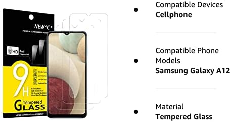 NEW'C [3 Pack] dizajniran za Samsung Galaxy A12, Galaxy A02s zaštitnik ekrana kaljeno staklo, Ultra otporno na futrolu