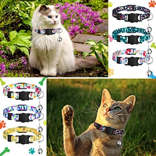 6 komada ovratnik za mačke cvjetno sa zvonom odvojivi ljetni cvjetni uzorci Cat ovratnik cvjetno podesivi ovratnik za kućne ljubimce Mačke mačiće