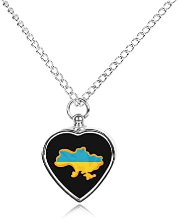 Ukrajinska zastava Mapa Urn Ogrlica srce Srebrno srebrni URN privjesak za nakit za kućne ljubimce pepeo sa kompletom za punjenje