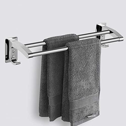 Jednostavan zidni nosač ručnika, kupaonica kuhinja od nehrđajućeg čelika dvopolni nosač ručnika s dvije kuke, bez bušenja 80cm / 70cm