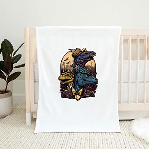 Hipster Dinosaur Baby Swaddle pokrivač - Vintage Baby pokrivač - Art Print Baby Blaket