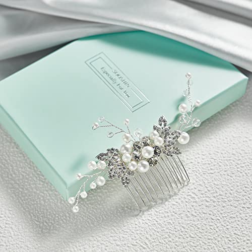 Sooshin Bridal hair Comb Pearl Wedding Hair Accessories for Brides Crystal Wedding Headpiece for Bride