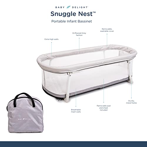 Baby Delight Snuggle Nest Bassinet / prijenosni krevet za bebe / za dojenčad 0-5 mjeseci / Driftwood Grey