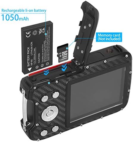 Podvodni digitalni fotoaparat Full HD 1080p Vodootporna kamera 2.8 Veliki ekran 16MP Dečija video kamera sa punjivim baterijom za punjivu 1050mAh, točka i pucaj kamera za snorkeling, plivanje, putanje