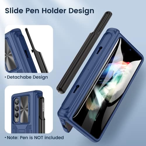 Maxdara za Z Fold 3 futrolu sa držačem S Pen, zaštitom šarki Galaxy Z Fold 3 kućišta i ugrađenim