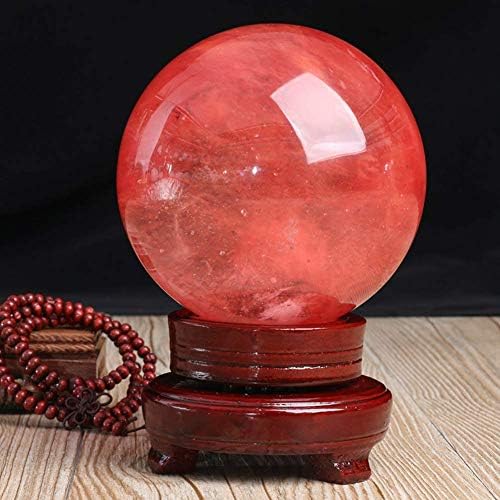 Liushi crvena kristalna kugla meditacija Divine sfera Feng Shui ukras Energy Spher Domaći ukras sa drvenim štandom