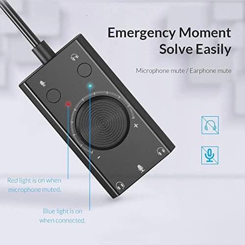 LMMDDP eksterna USB zvučna kartica Stereo Mic zvučnik 3.5 mm slušalice Audio priključak Adapter za kabl Prekidač za podešavanje jačine zvuka pogon bez podešavanja jačine zvuka