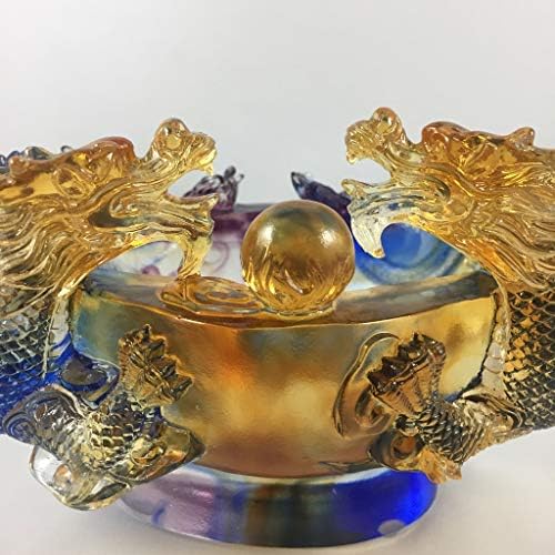 Amore Jewell Twin-Dragon Treasure Bowl FENGSHUI ukras ukras poklon za dom i ured