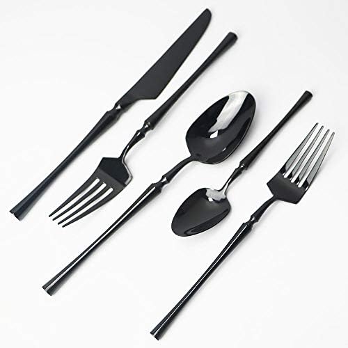 JASHII 20-komadni 18/10 Crni Flatware/pribor za jelo/pribor za jelo servis za 4 osobe, uključuje nož/viljušku/kašiku, polirano ogledalo