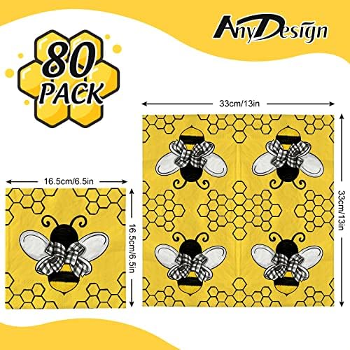 Anydesign 80 pakovanje pčelinji papir salvete za jednokratnu upotrebu žute medene pčelinje ručni