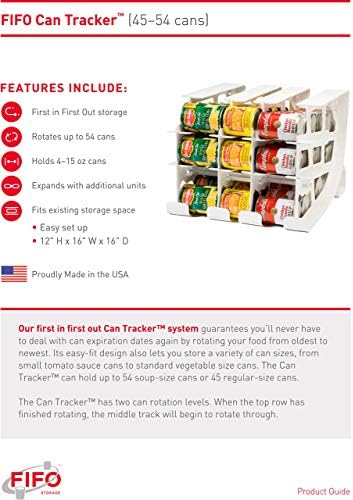 FIFO can Tracker Stores 54 limenke | rotira prvi u prvom izlazu | Organizator konzervirane robe za ormar, ostavu i ormarić | skladištenje hrane / Organizirajte svoju kuhinju / proizvedeno u SAD
