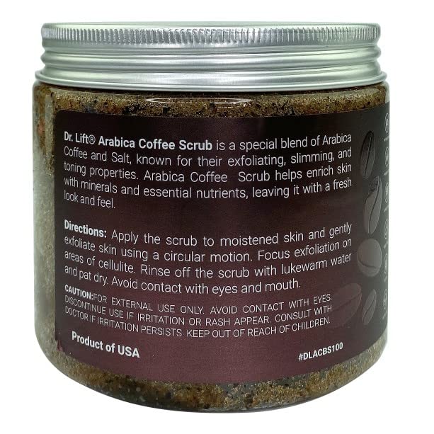 Arabica piling za kafu, 15.59 OZ - hidratantni i piling za cijelo tijelo za žene i muškarce - proizveden u SAD-u od strane Dr. Lift
