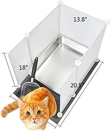 Meexpaws kutija za smeće od nerđajućeg čelika za mačke | Neprijanjajuća / kontrola mirisa |metalna kašika za smeće za mačke | prostirka za nosiljku za mačke / zaštita od prskanja / lako čišćenje