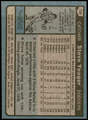1980 gornje slike 726 Steve Yeager Los Angeles Dodgers NM Dodgers
