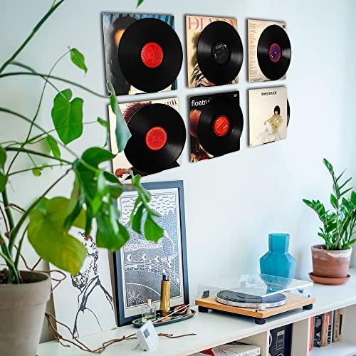 WANLIAN Black Vinyl Record Shelf zidni nosač 6 paketa, zid držača vinila, akrilni držač za snimanje albuma
