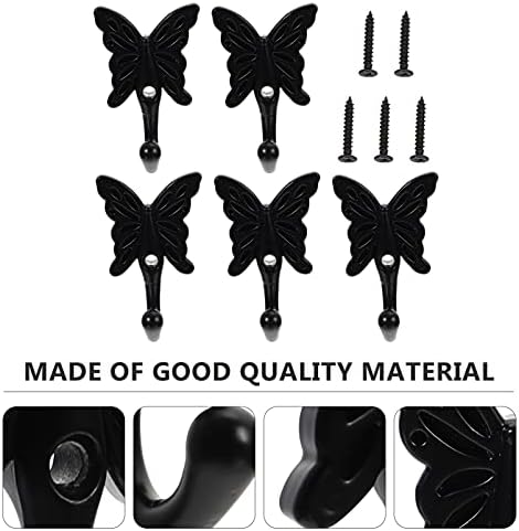 Doitool 5pcs Butterfly Coucking Walling Vick Viseća odjeća Kuka Jednostruka Komunalna kuka Hardver za kaput