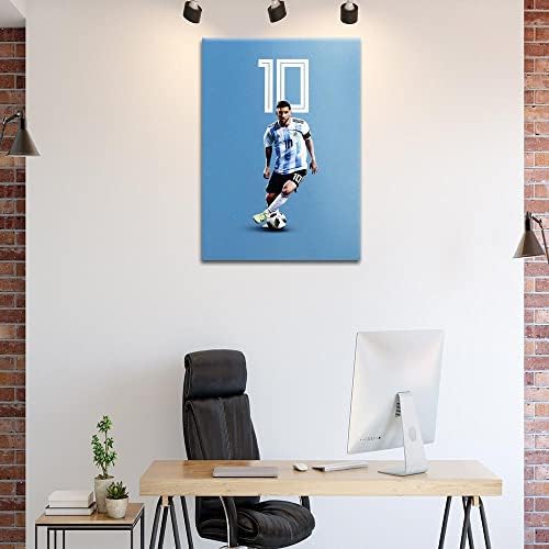 Yasswete Soccer Superstar Lionel Messi Poster za sobu Motivacijska fudbalska zvjezdana zvjezdana zidna umjetnička sportska zidna dekor za dječake spavaća soba za iznajmljivanje navijači 16x24 inčni neograničen