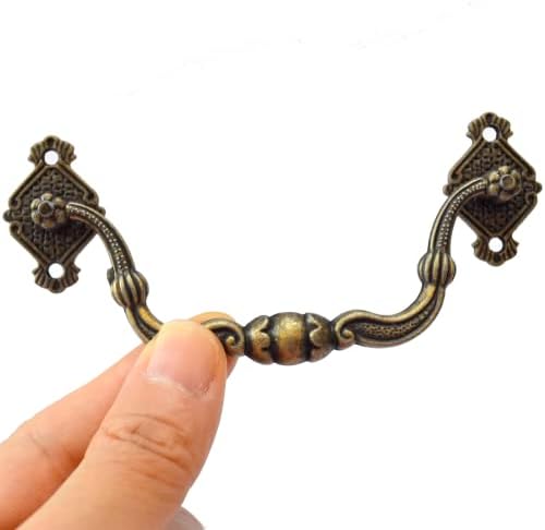 4 kom. Vintage ladice vuče retro brončane ručke za ručice antikne mjedene gumbe ukrasne bakrene hardver sa