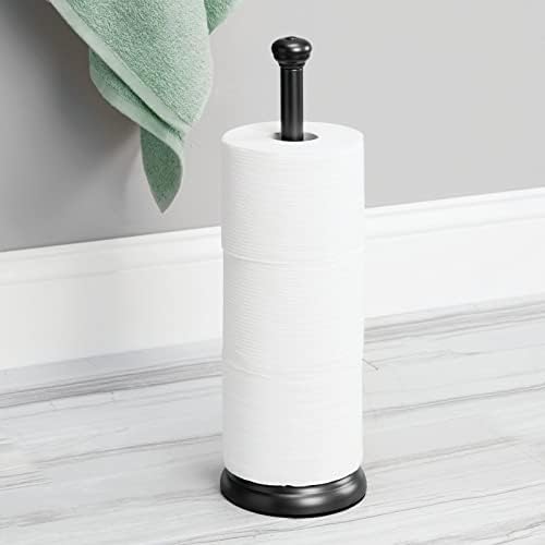 Mdesign Metal-stojeći držač za toaletni papir sa cijevi od nehrđajućeg čelika, postolje sa valjkama za pohranu za kupatilo ormar - drži 3 rolls toaletni tkivo - Hyde kolekcija - crna