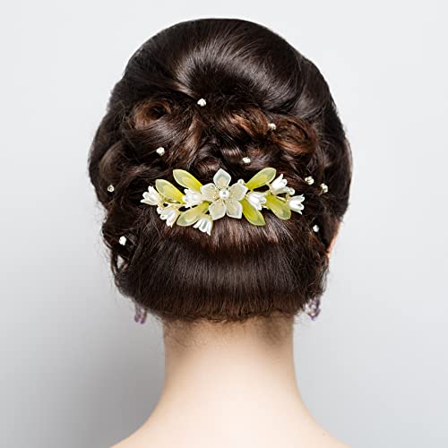 HINZIC 2pcs Orchid Hair Barrettes, Vintage Flower Hair Barrette Pearl Barrettes za Bride Decorative