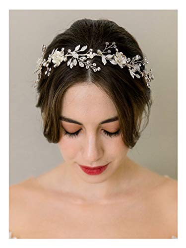 SWEETV cvijet-list Svadbeni Headpieces za vjenčanje Hair Band for Brides Headband Rhinestone vjenčanje Headband Silver Flower Girl djeveruša Hair Vine