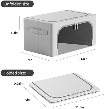 3 kutija za odlaganje odjeće - sklopivi organizator tkanine za slaganje za odjeću za odlaganje metala kutije za odlaganje okvira sa čvrstim ručkama i velikim jasnim prozorom