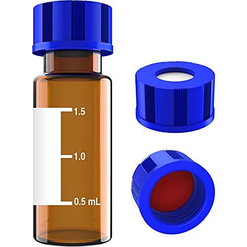 Kombinacija cijevi i 2ml autosampler bočica, [50ml, 25pcs] sterilne polipropilenske vijčane vijčane cijevi, 9-425 HPLC, vijčana kapa, crvena PTFE i bijela silikonska septa, 100 kom