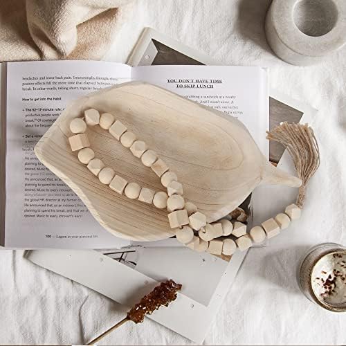 Drvena dekorativna kradna zdjela za kućni dekor, drvena ladica u obliku listova s ​​ručkom, ručna izrezbarena