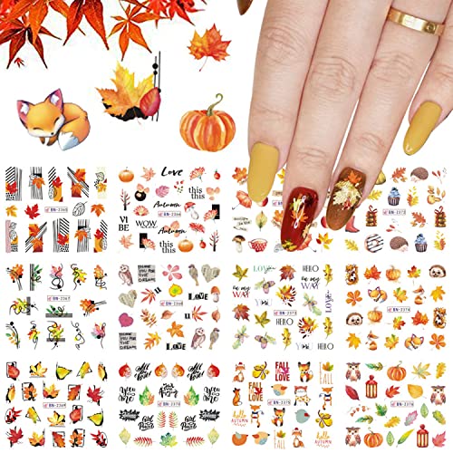 12 listova pasti Nail Art naljepnice javorov list naljepnice za nokte jesen Javor lišće bundeva Nail Art Pribor